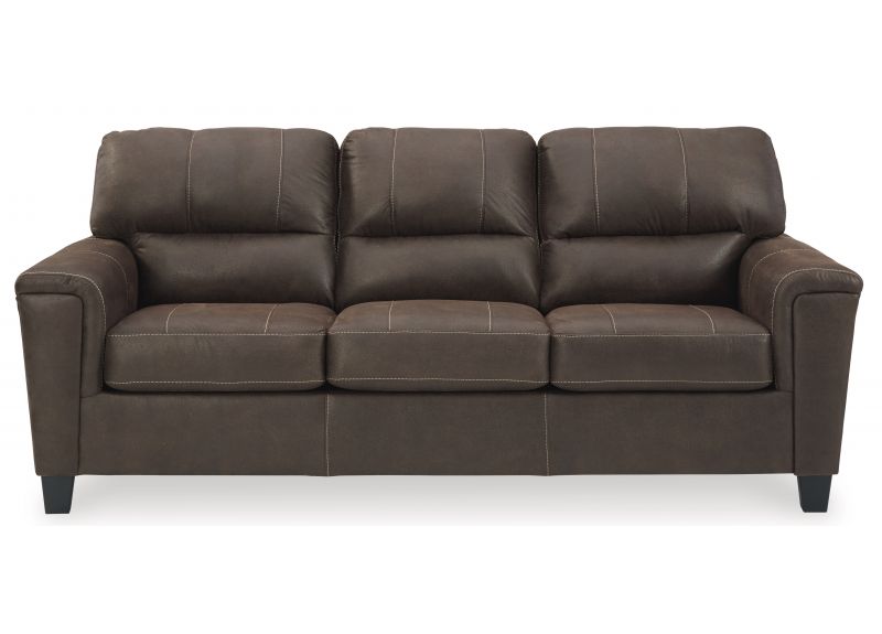 3 Seater Pull Out Queen Size Faux Leather Sofa Bed in Chestnut - Nankin